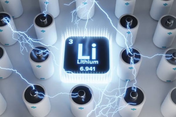 3D Render White Blue Lithium Batteries abstract concept